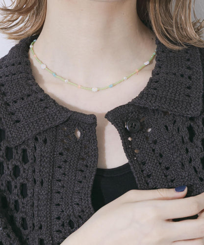 花朵圖案 彩色珠串 項鍊