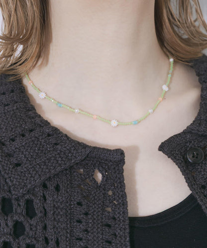 花朵圖案 彩色珠串 項鍊