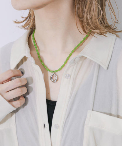 金屬墜飾 彩色珠串 項鍊