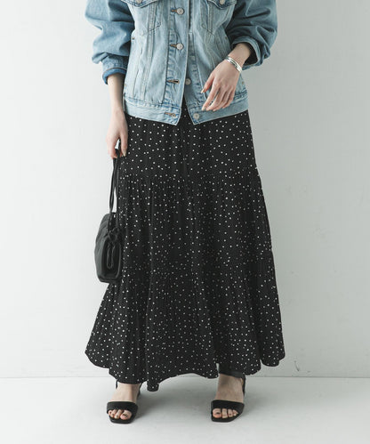 褶皺層疊波點半身裙
