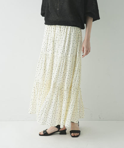 褶皺層疊波點半身裙