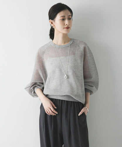 亞麻混海綿感針織上衣