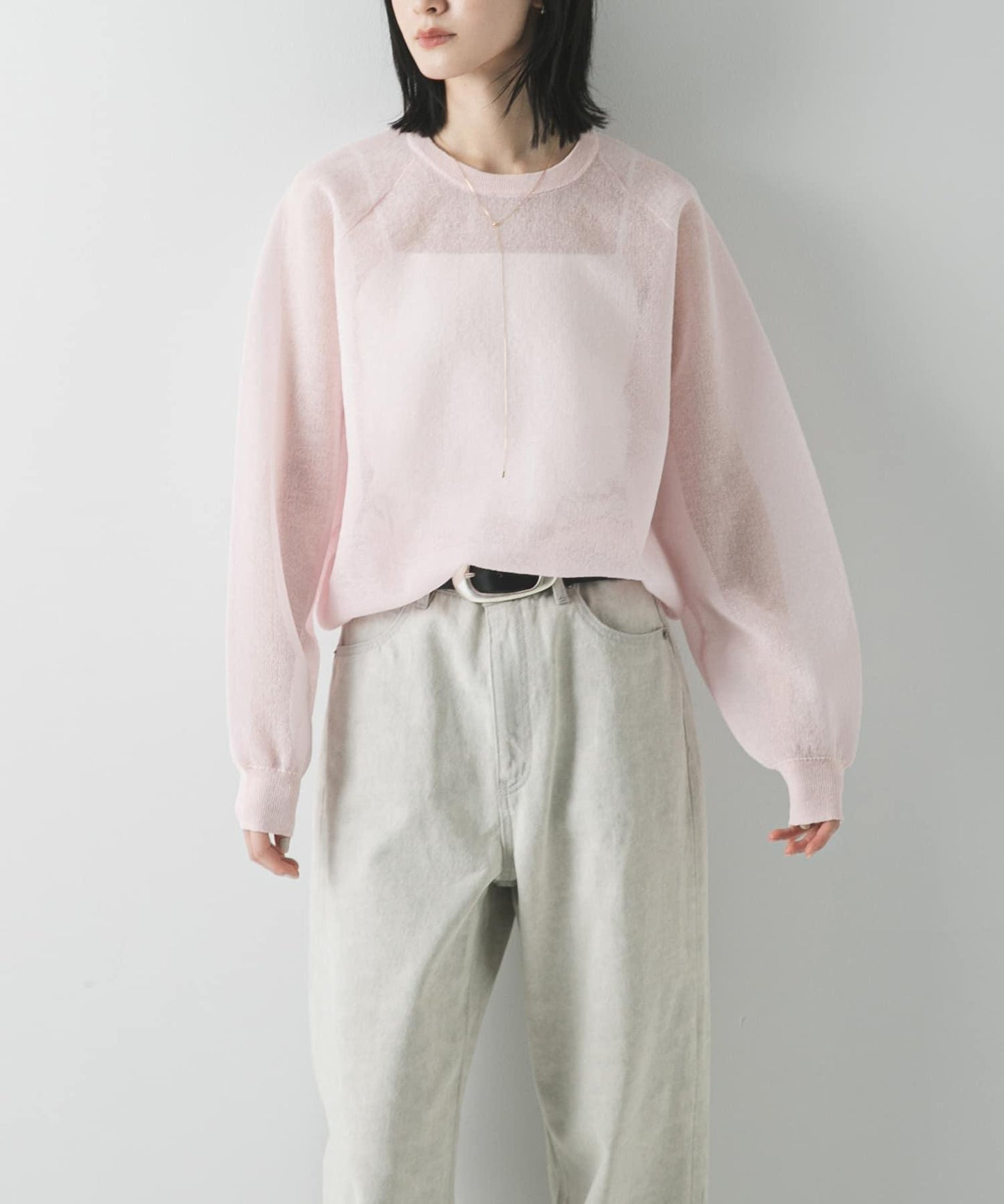 亞麻混海綿感針織上衣