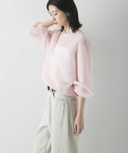 亞麻混海綿感針織上衣