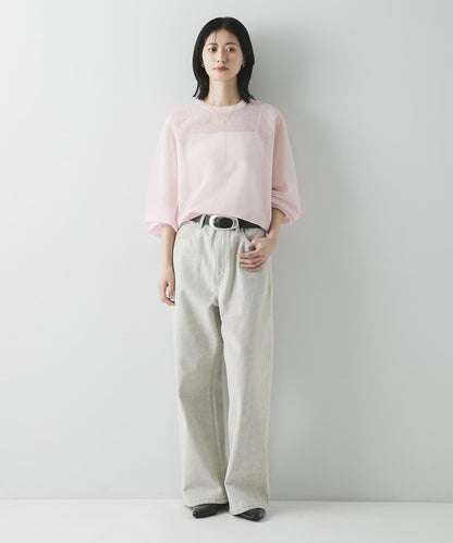 亞麻混海綿感針織上衣