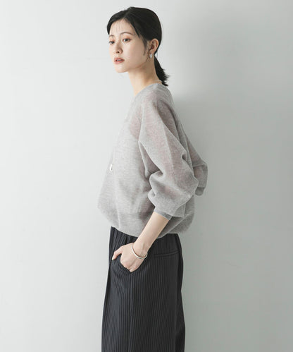 亞麻混海綿感針織上衣