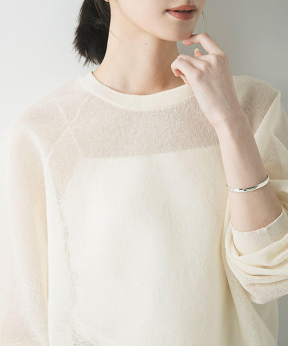 亞麻混海綿感針織上衣