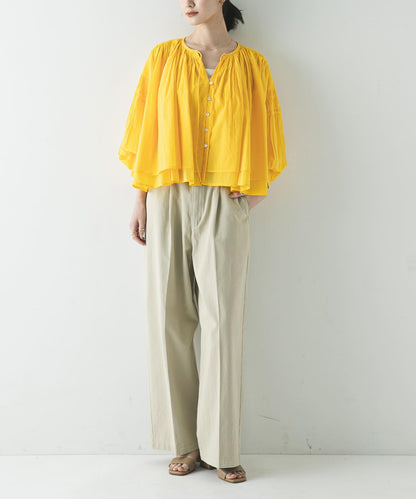 棉質薄紗褶皺短款襯衫