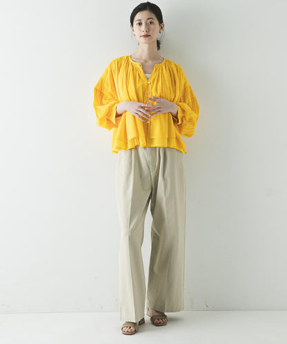 棉質薄紗褶皺短款襯衫