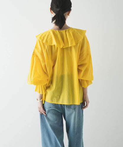棉質薄紗荷葉邊襯衫