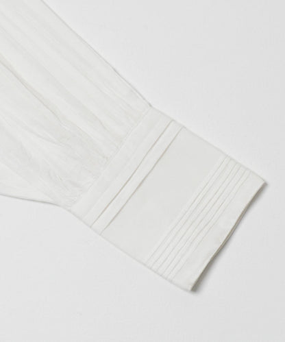 棉質薄紗褶皺短款襯衫