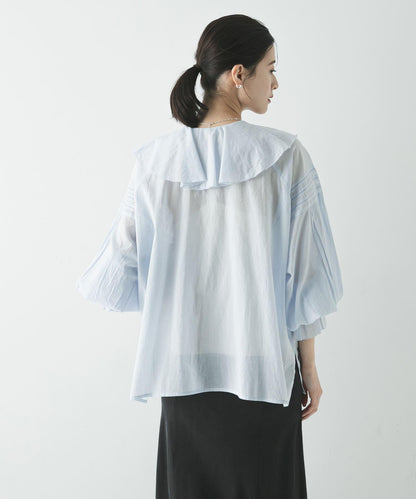 棉質薄紗荷葉邊襯衫