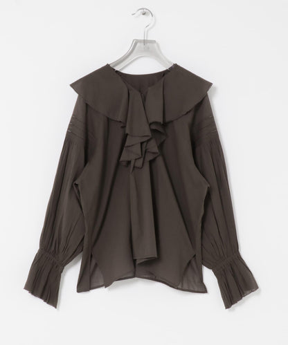 棉質薄紗荷葉邊襯衫