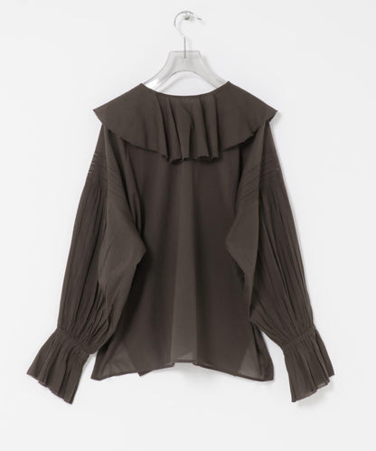 棉質薄紗荷葉邊襯衫