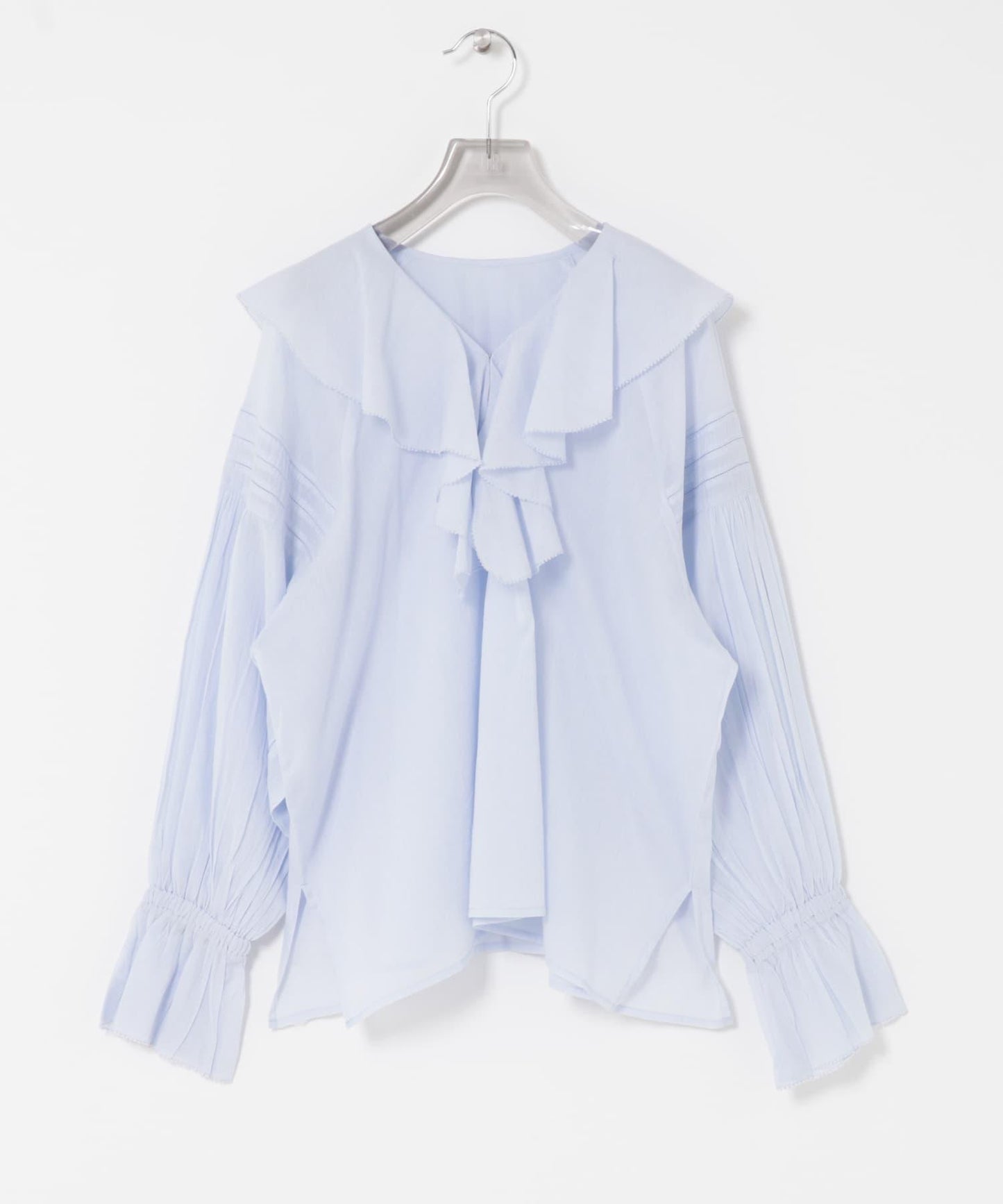 棉質薄紗荷葉邊襯衫