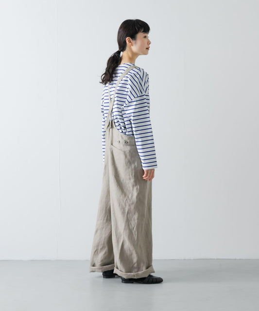 亞麻背交叉連體褲