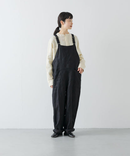 亞麻背交叉連體褲