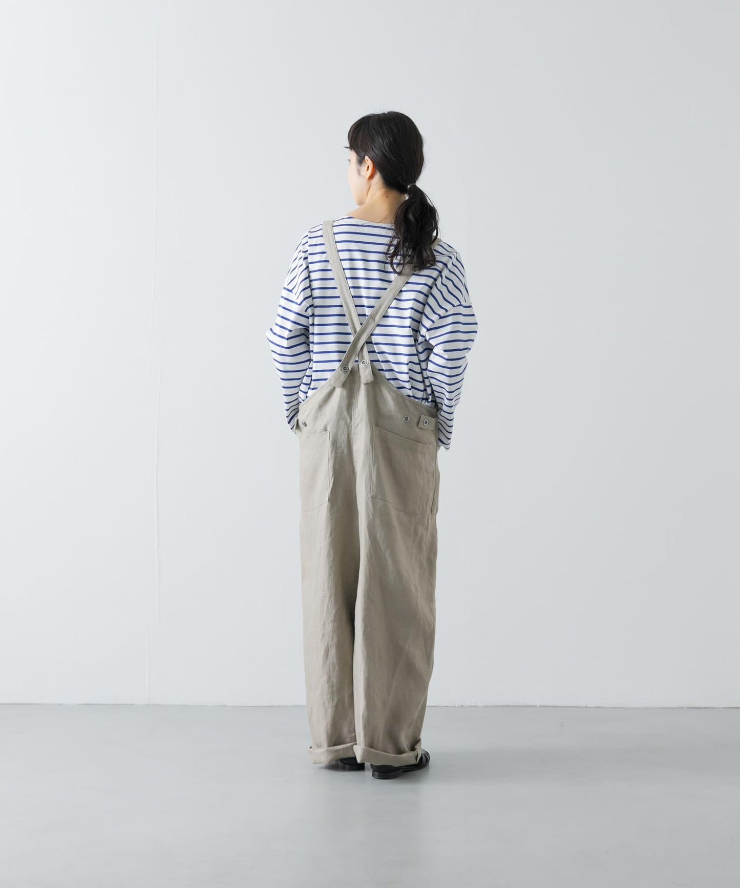亞麻背交叉連體褲