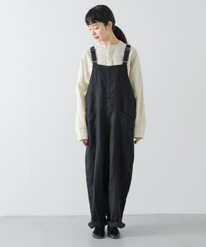 亞麻背交叉連體褲