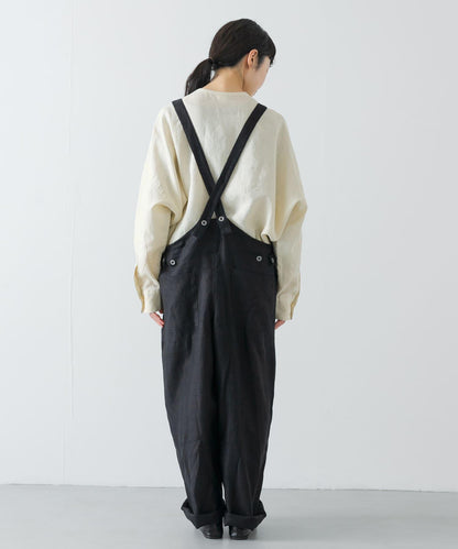 亞麻背交叉連體褲