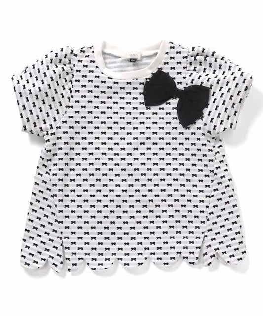 蝴蝶結圖案花邊提花T恤