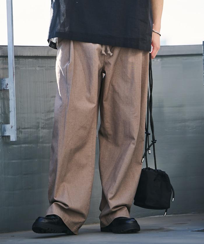 闊腿廓形 褶飾 亞麻混紡 休閒褲