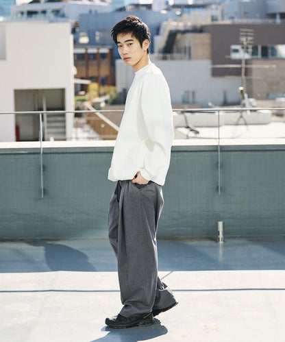 闊腿廓形 褶飾 亞麻混紡 休閒褲