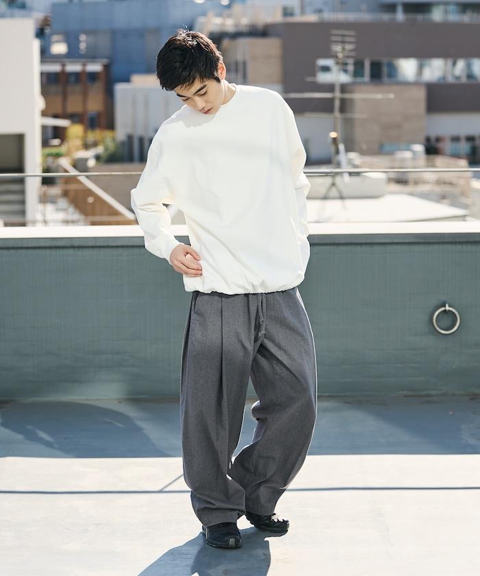 闊腿廓形 褶飾 亞麻混紡 休閒褲