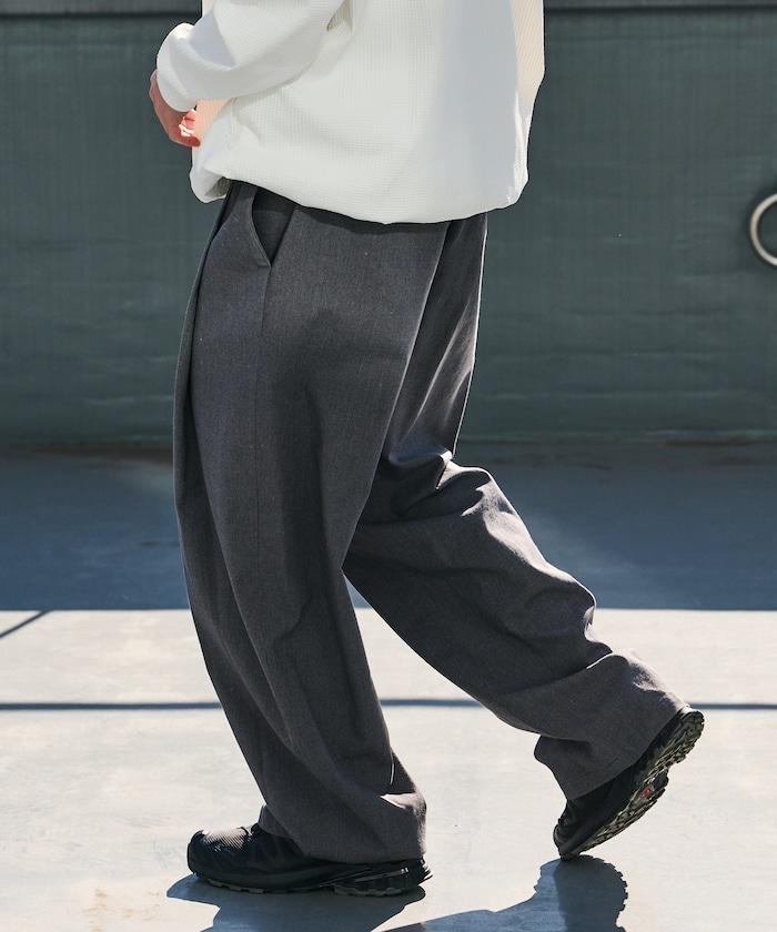 闊腿廓形 褶飾 亞麻混紡 休閒褲