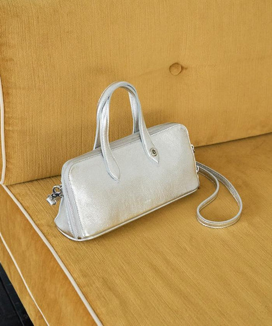 真皮 寬幅拉鍊設計 斜挎包