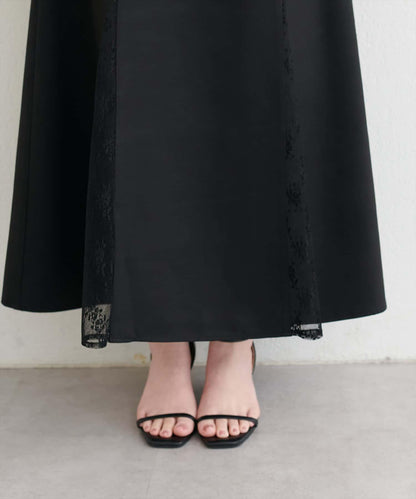 蕾絲拼接 傘擺 半身裙