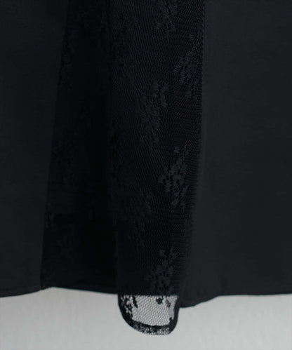 蕾絲拼接 傘擺 半身裙