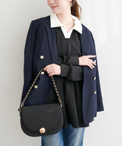 帶領開襟拼色上衣