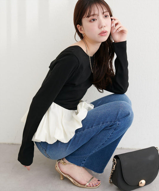 蓬鬆羅紋套頭上衣