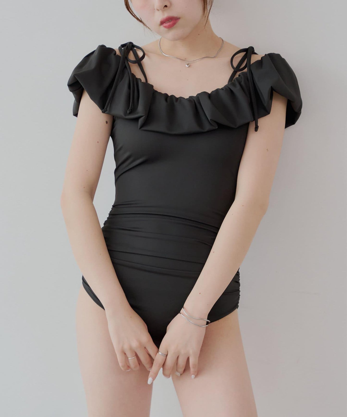 Chico 泡泡一字肩連衣裙