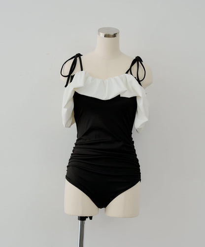 Chico 泡泡一字肩連衣裙