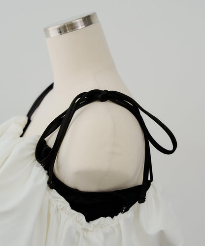 Chico 泡泡一字肩連衣裙