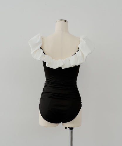 Chico 泡泡一字肩連衣裙