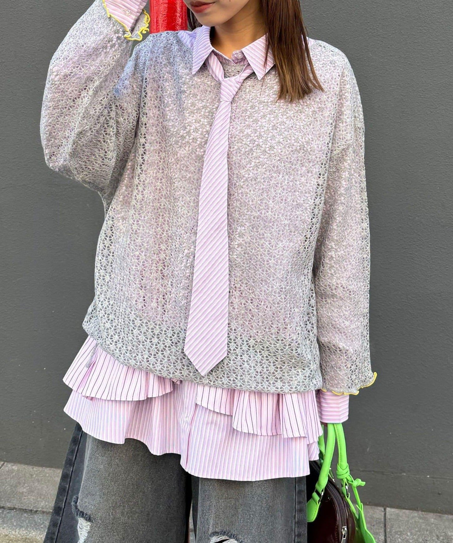 鏤空寬鬆針織套頭衫