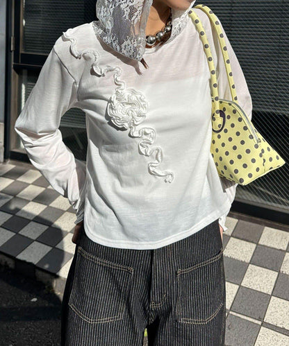 玫瑰荷葉蕾絲連帽薄紗上衣