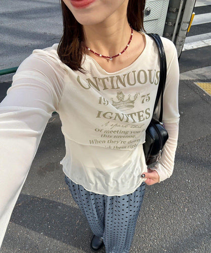 分層設計 網紗Logo 上衣