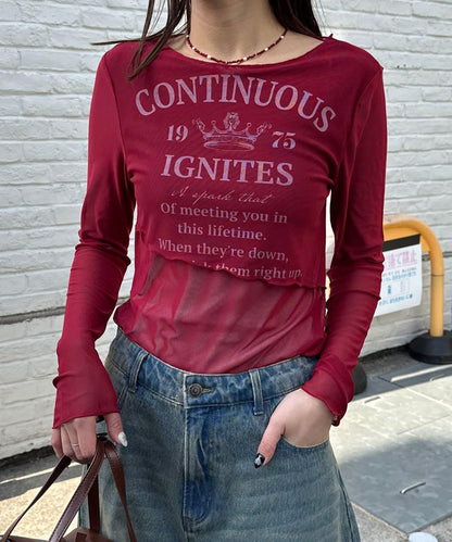 分層設計 網紗Logo 上衣