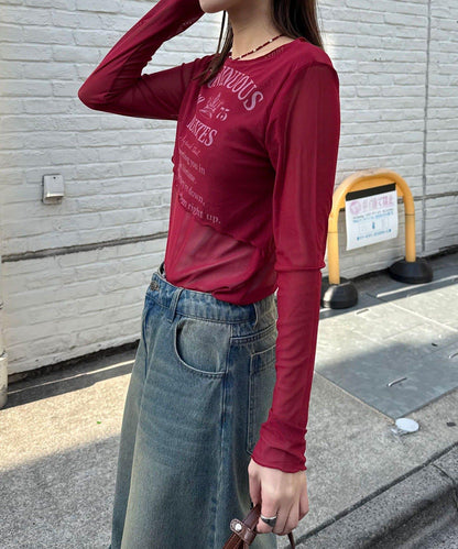 分層設計 網紗Logo 上衣