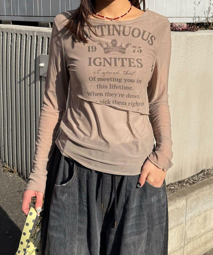 分層設計 網紗Logo 上衣