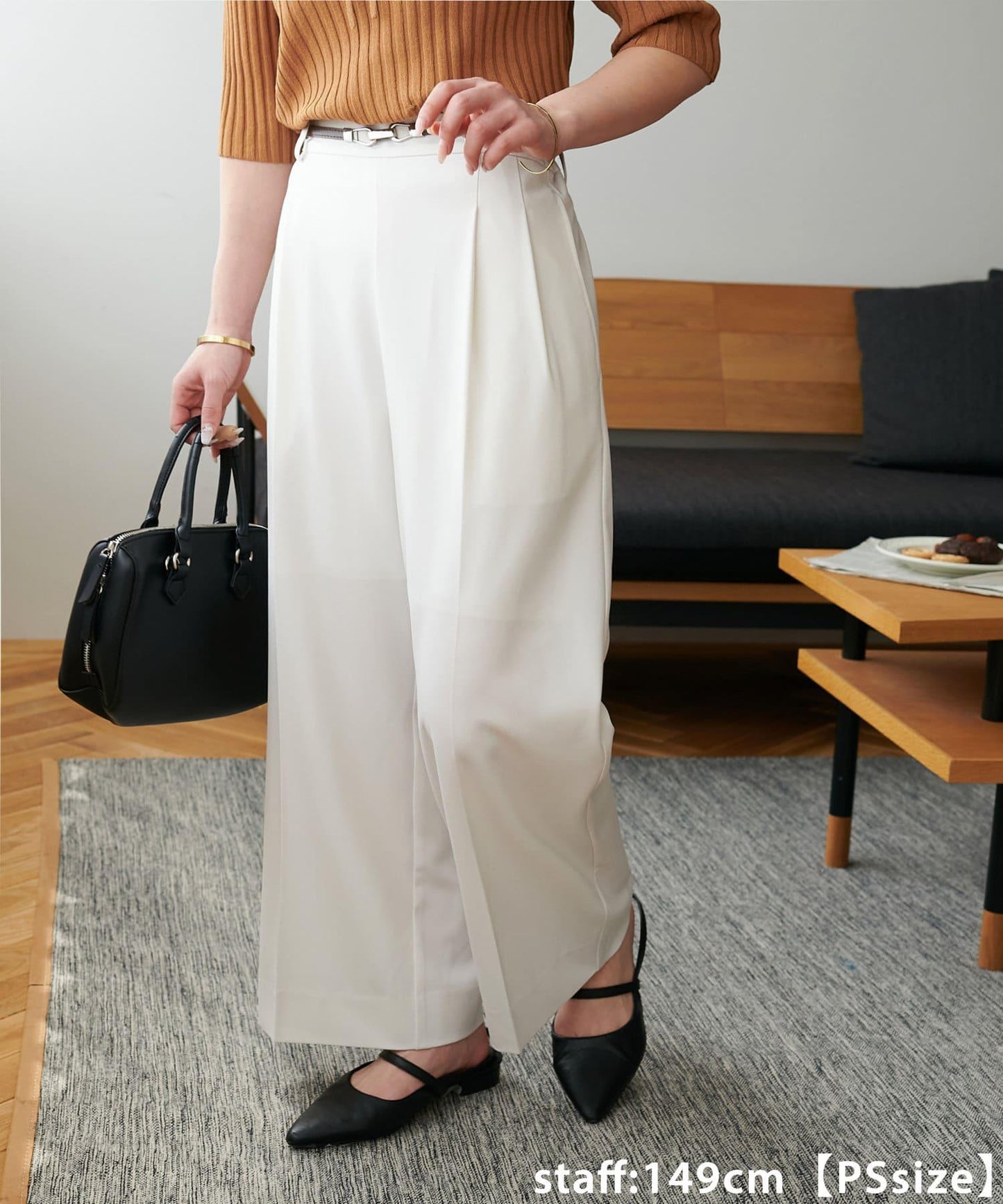 多功能直筒打褶附腰帶褲子