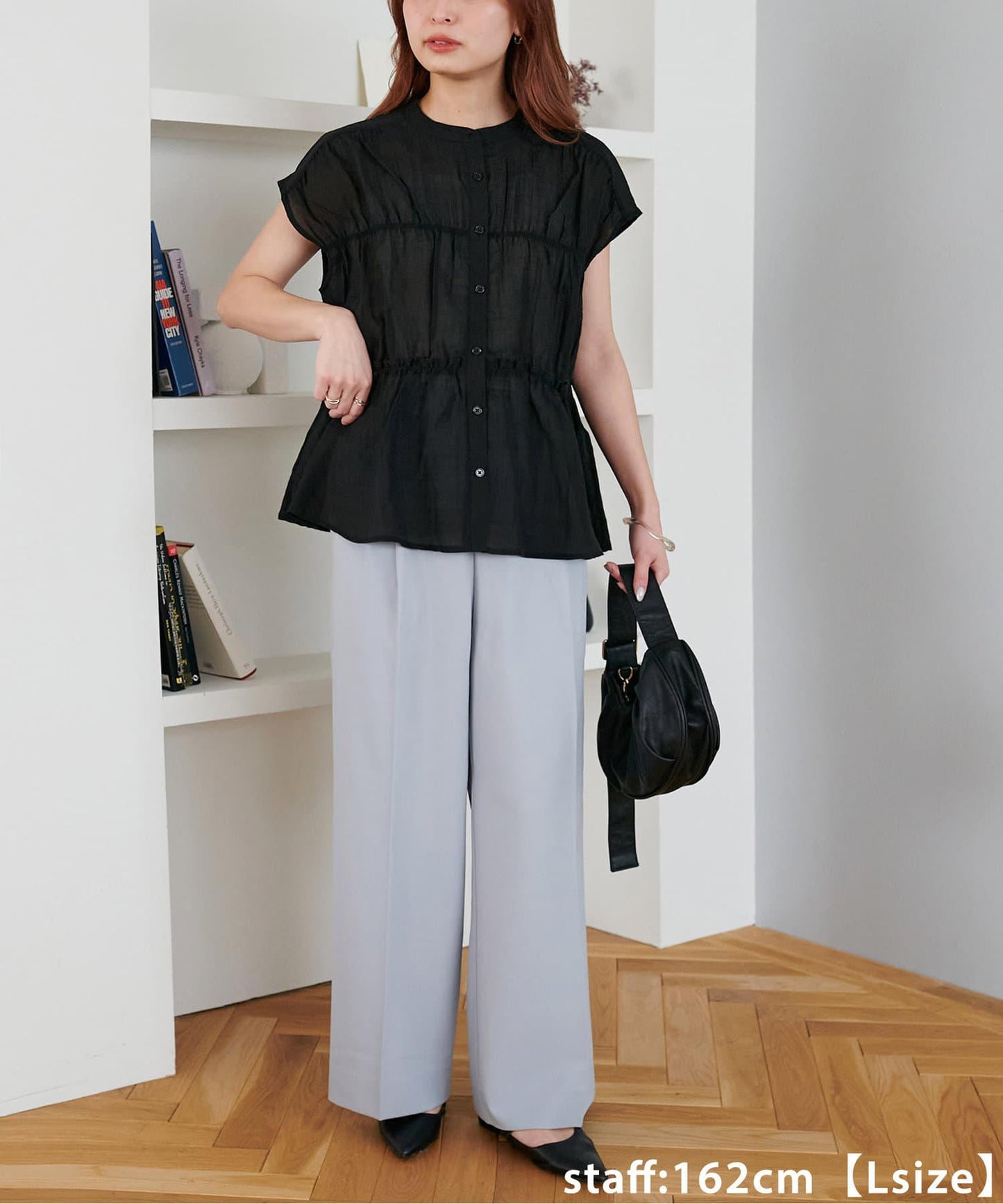 多功能直筒打褶附腰帶褲子