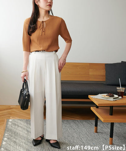 多功能直筒打褶附腰帶褲子