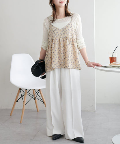 多功能直筒打褶附腰帶褲子