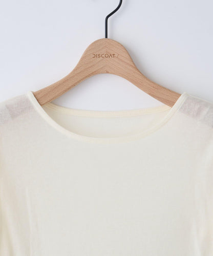 強捻羅紋透紗五分袖上衣