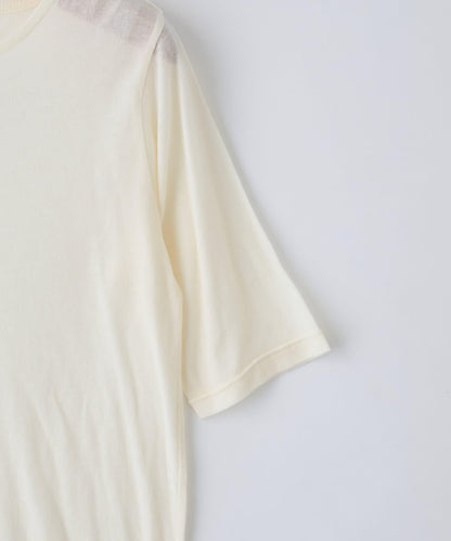 強捻羅紋透紗五分袖上衣